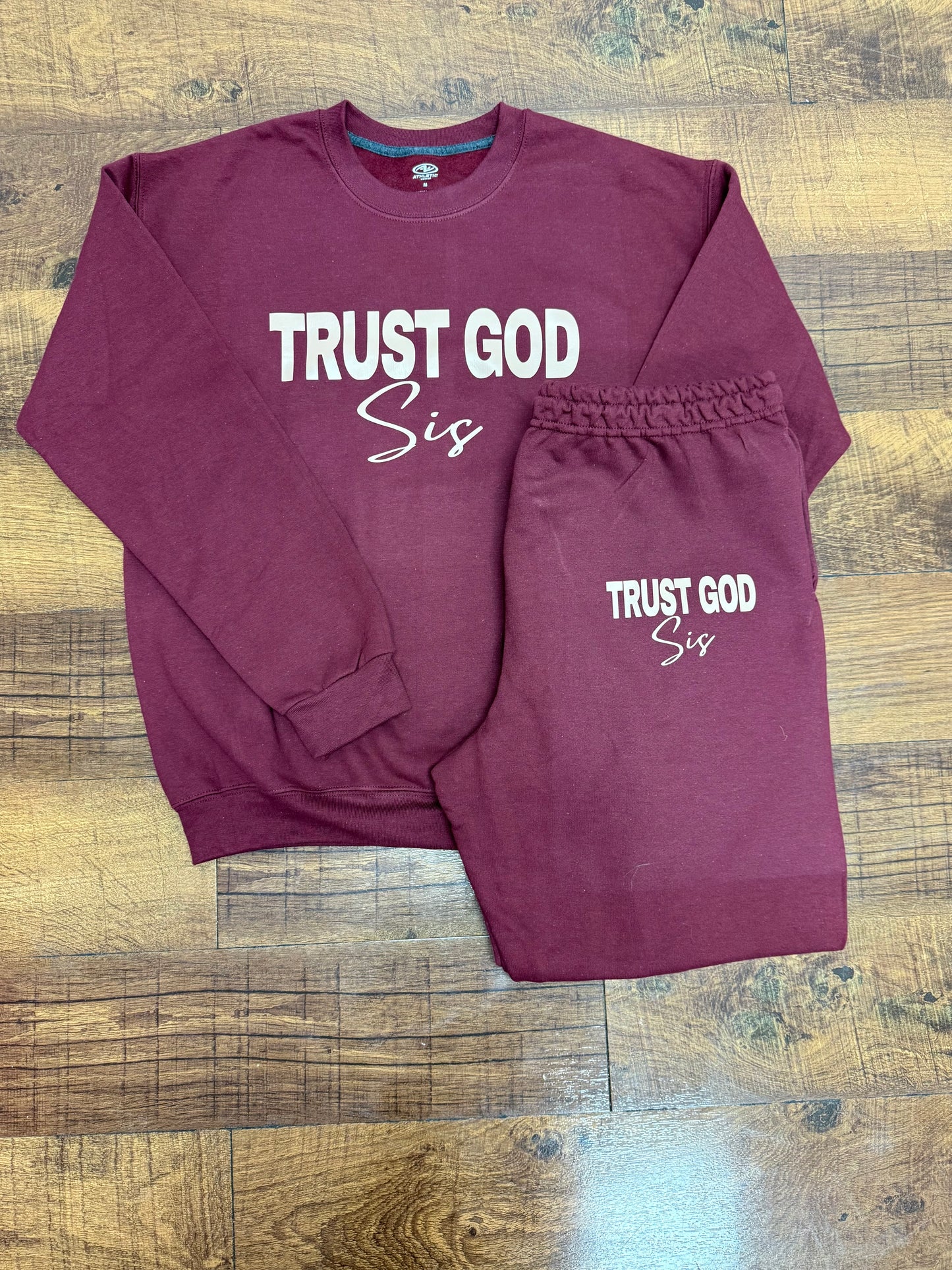 UNISEX Maroon Fleece Crewneck Sweatsuit