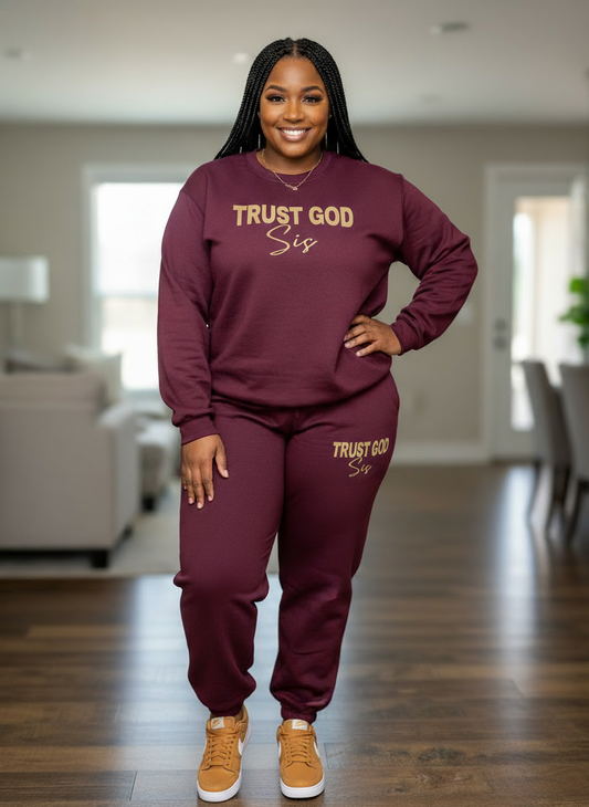 UNISEX Maroon Fleece Crewneck Sweatsuit