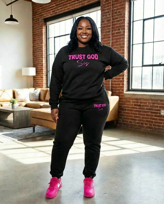 UNISEX Black & Hot Pink Fleece Joggers