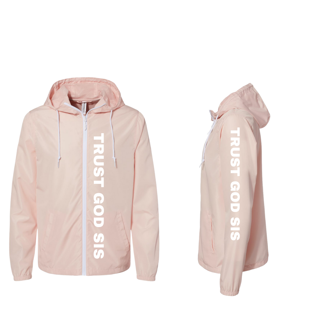 TGS Spring Blush Pink Lightweight Windbreaker Jacket Coats & Jackets Trust God Sis Apparel