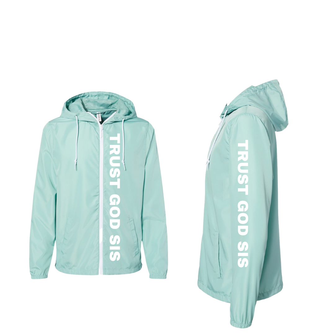TGS Spring Powder Blue Lightweight Windbreaker Jacket Coats & Jackets Trust God Sis Apparel
