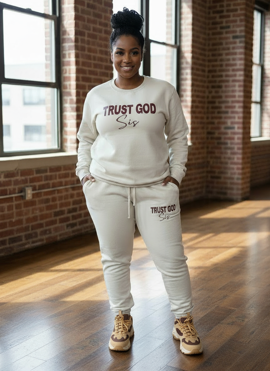 UNISEX Cream Fleece Crewneck Sweatsuit