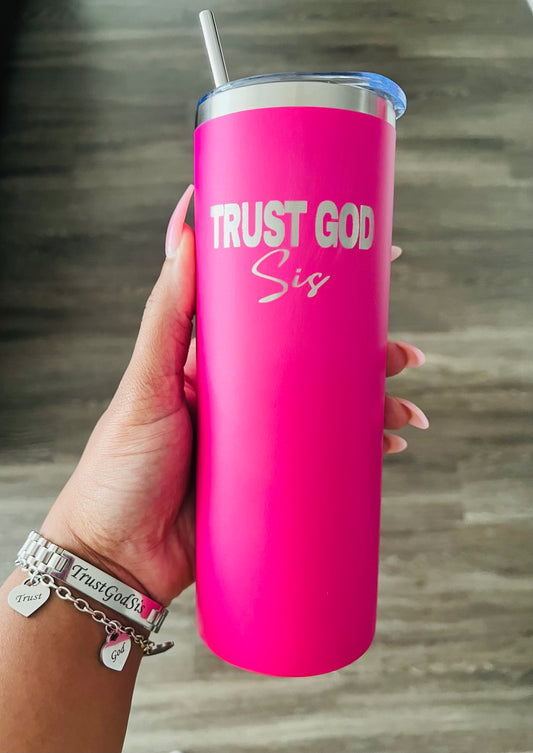Hand Etched Stainless Steel Insulated 20oz Tumbler (Hot Pink)