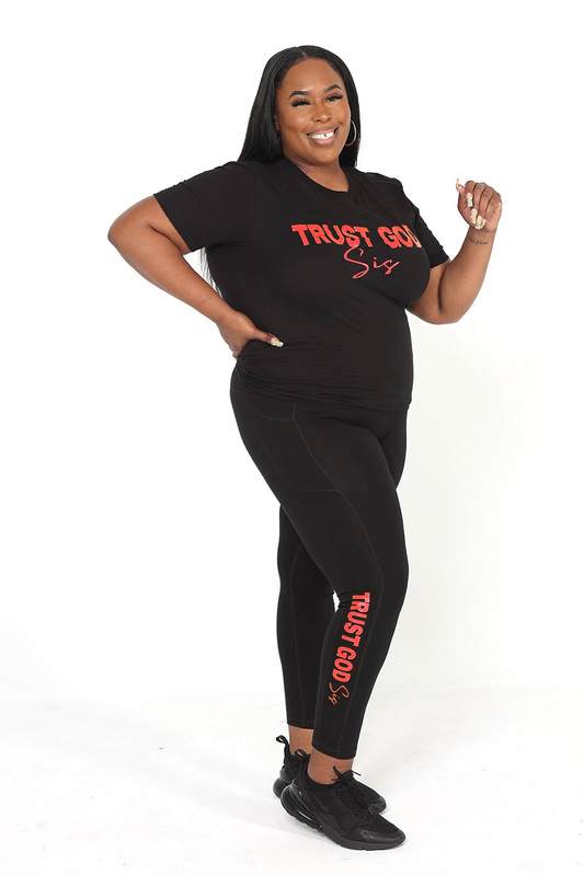 TGS Black T-Shirt & Leggings Combo Red