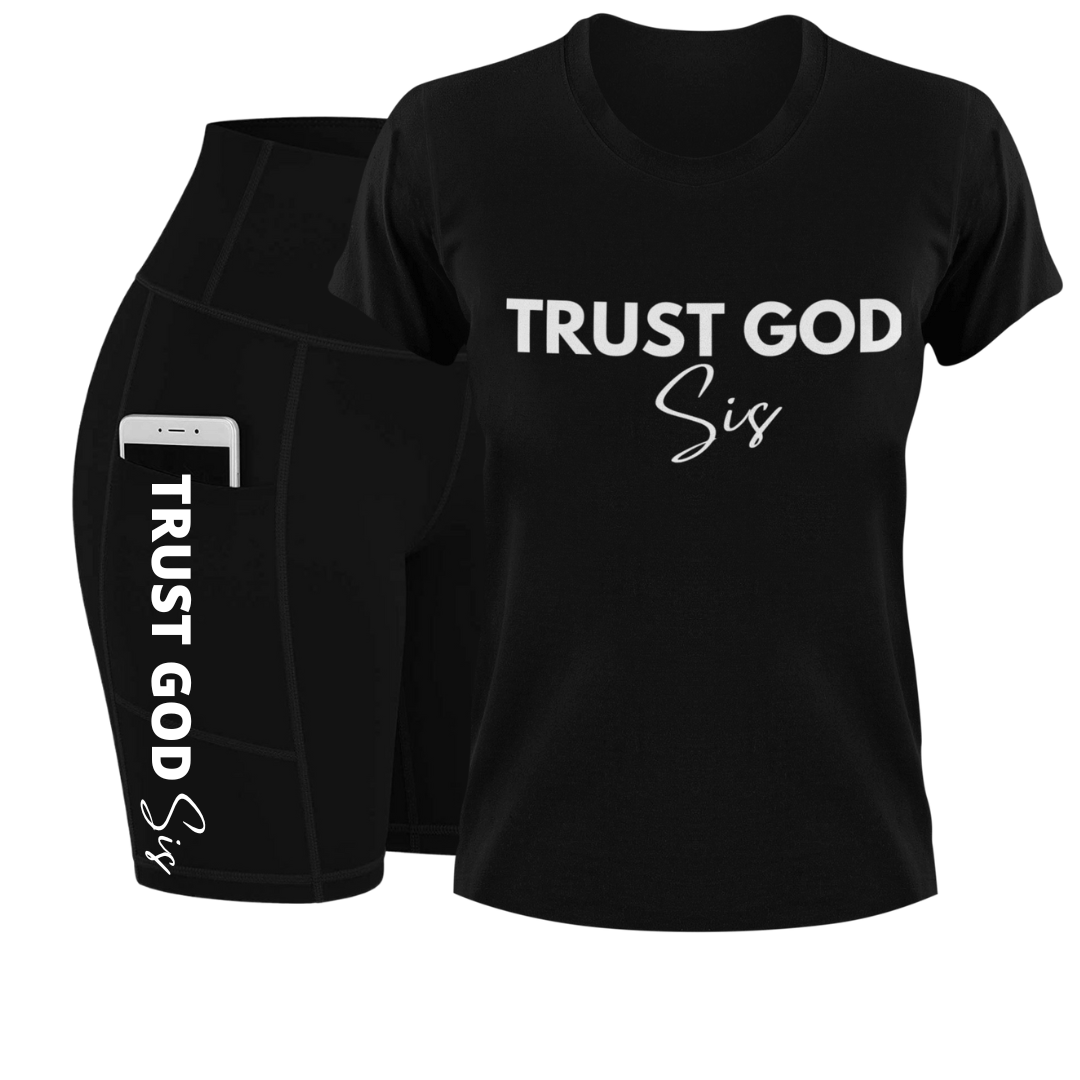 Biker Short Combo Black Trust God Sis Apparel Black Unisex-Small Ladies-Small