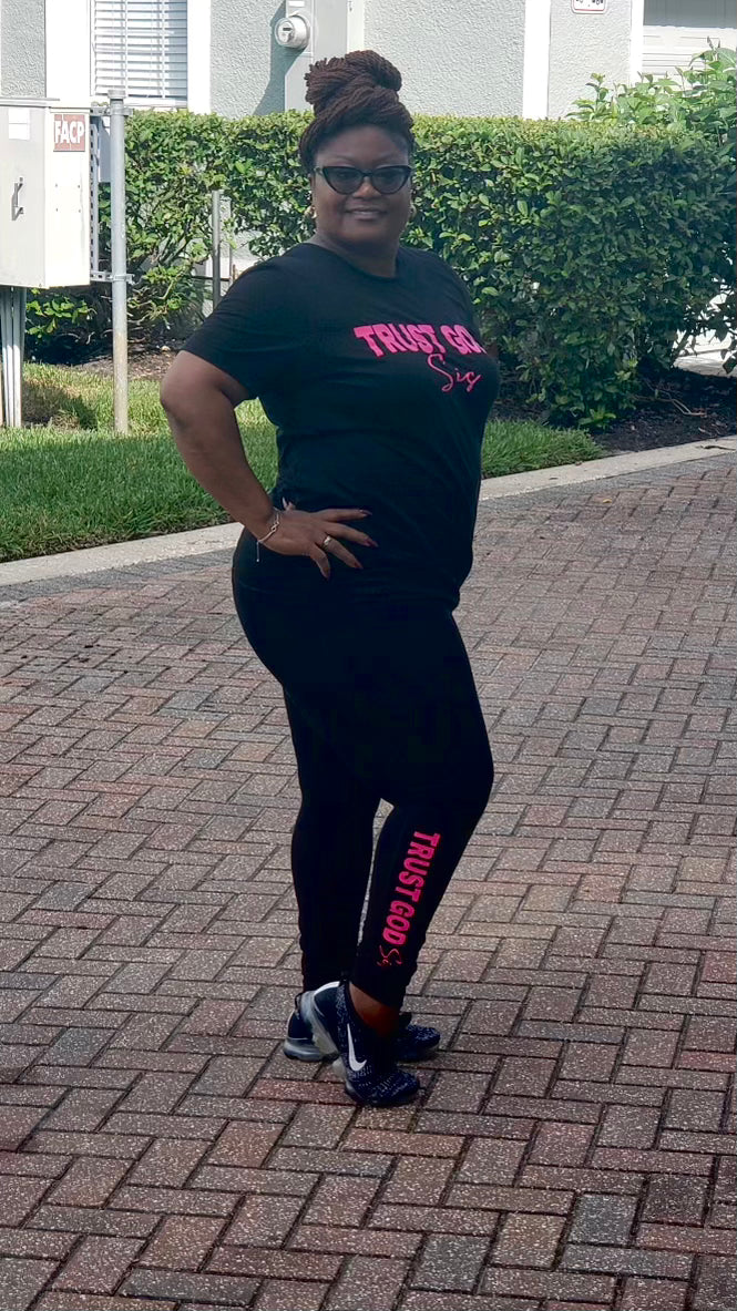 TGS Black T-Shirt & Leggings Combo Pink